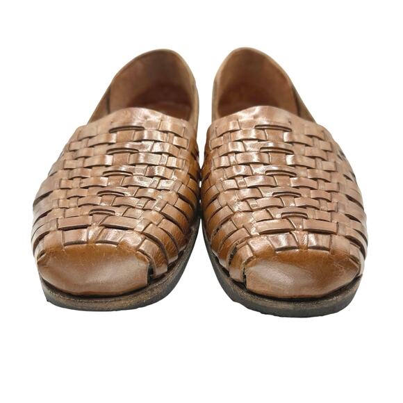 Sunsteps | Women | Golden Tan Hand Woven Leather Huaruche Slip-On Sandals | Sz 8 - Picture 4 of 13